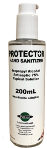 Protector hand sanitizer 200ml pump bottle