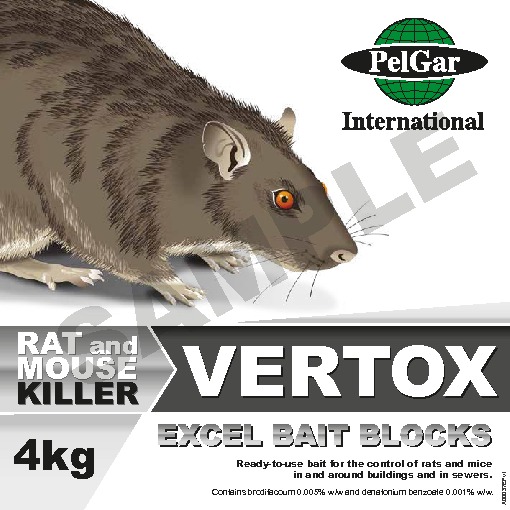 Vertox Excel bait blocks label